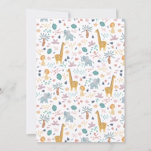 Wild Een Schattige Safari Dieren Jongen Baby showe Kaart (Achterkant)