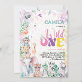 Wild Een Schattige Safari Dieren Meisje Verjaardag Kaart (Voorkant)