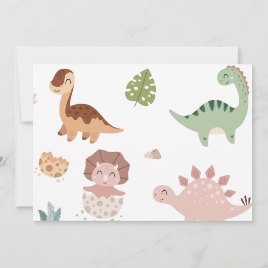 Wild Een Schattigee Dinosaurus 1e Verjaardagsfeest Kaart (Achterkant)