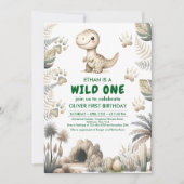 Wild Een Schattigee Dinosaurus Eerste Verjaardagsf Kaart (Voorkant)