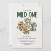 Wild Een Schattigee Dinosaurus Eerste Verjaardagsf Kaart (Voorkant)