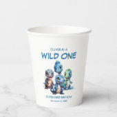 Wild Een Schattigee Dinosaurus Eerste Verjaardagsf Papieren Bekers (Achterkant)