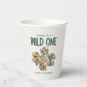 Wild Een Schattigee Dinosaurus Eerste Verjaardagsf Papieren Bekers (Achterkant)