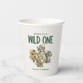 Wild Een Schattigee Dinosaurus Eerste Verjaardagsf Papieren Bekers