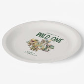 Wild Een Schattigee Dinosaurus Eerste Verjaardagsf Papieren Bordje (Gekanteld)