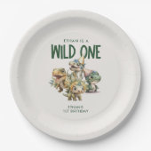 Wild Een Schattigee Dinosaurus Eerste Verjaardagsf Papieren Bordje (Voorkant)