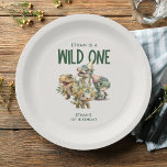 Wild Een Schattigee Dinosaurus Eerste Verjaardagsf Papieren Bordje<br><div class="desc">Vier de eerste verjaardag van je wilde met onze Wild One Schattige Dinosaur First Birthday Party papieren borden! Deze borden sluiten perfect aan bij onze uitnodiging en zijn voorzien van leuke baby dinosaurussen in feestelijke petten.</div>