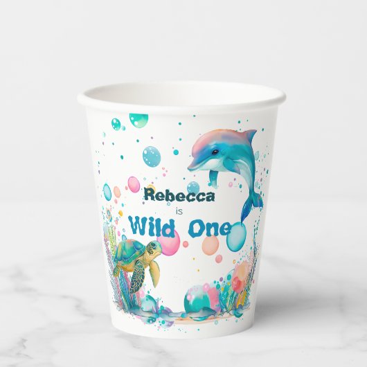 Wild Een Speels Zee Leven Papieren Bekers (Voorkant)