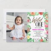 Wild Een Tropisch Dier Foto 1e Verjaardagsfeest Kaart (Voorkant)