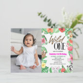 Wild Een Tropisch Dier Foto 1e Verjaardagsfeest Kaart (Staand voorkant)