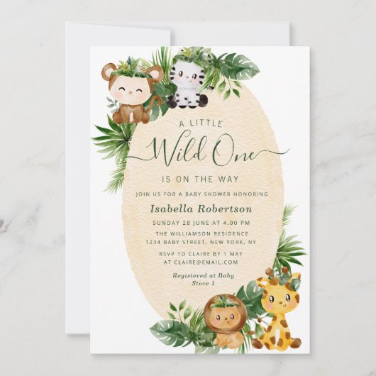 WILD EEN | Uitnodiging tot het baby shower van sch (Voorkant)
