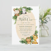 WILD EEN | Uitnodiging tot het baby shower van sch (Staand voorkant)