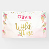 Wild een verjaardag banner veren gouden boho Triba