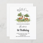 Wild Een verjaardag bos dieren uitnodiging (Voorkant / Achterkant)