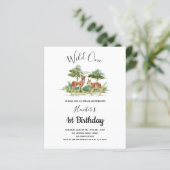 Wild Een verjaardag bos dieren uitnodiging (Staand voorkant)