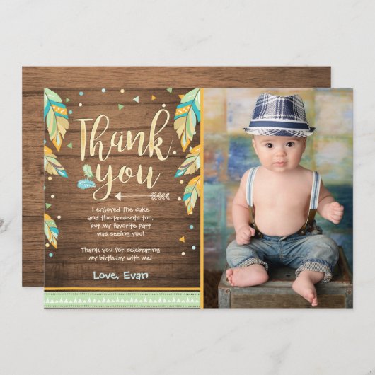 Wild Een verjaardag Dank je kaart Blauw groen jong (Voorkant / Achterkant)