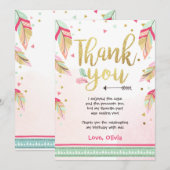 Wild Een verjaardag Dank je kaart roze goud Meisje (Voorkant / Achterkant)