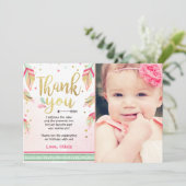 Wild Een verjaardag Dank je kaart roze goud Meisje (Staand voorkant)