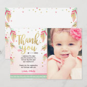 Wild Een verjaardag Dank je kaart roze goud Meisje (Voorkant / Achterkant)