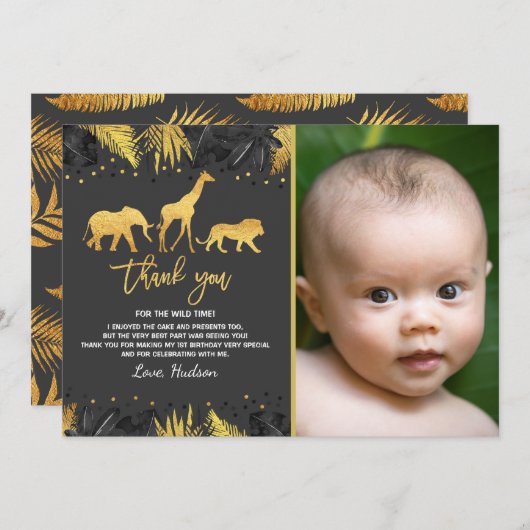 Wild Een verjaardag Dank je Oerwouden Bedankkaart (Voorkant / Achterkant)