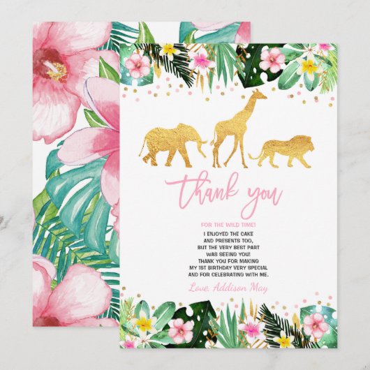 Wild Een verjaardag Dank je Oerwouden Bedankkaart (Voorkant / Achterkant)