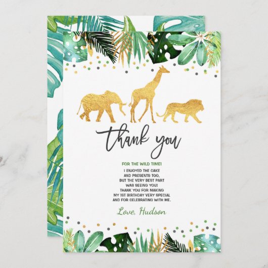 Wild Een verjaardag Dank je Oerwouden Bedankkaart (Voorkant / Achterkant)