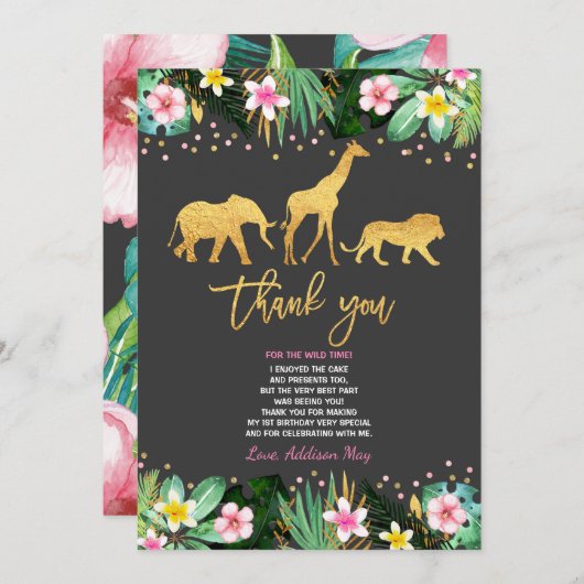 Wild Een verjaardag Dank je Oerwouden Bedankkaart (Voorkant / Achterkant)