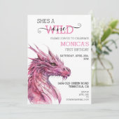 Wild Een Verjaardag Roze Draak Sprookje Kaart (Staand voorkant)