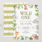 Wild Een Verjaardag, Safari 1e Verjaardag Kaart (Voorkant / Achterkant)