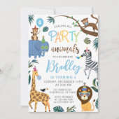 Wild Een Verjaardag Uitnodiging Party Dieren (Voorkant)