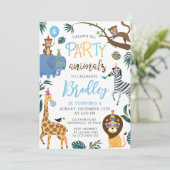 Wild Een Verjaardag Uitnodiging Party Dieren (Staand voorkant)