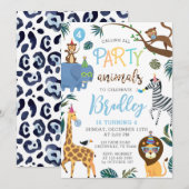 Wild Een Verjaardag Uitnodiging Party Dieren (Voorkant / Achterkant)
