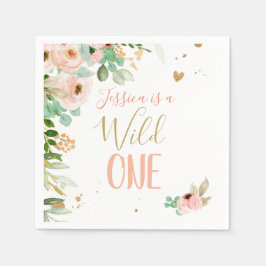 Wild Een Verjaardags Meisje Bloemen Roze Goud Servet