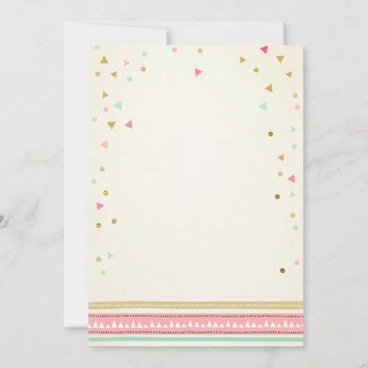 Wild een Verjaardags Meisje Roze Goud 1e Boho vere Kaart (Achterkant)