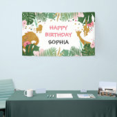 Wild één verjaardagsbanner Safari Oerwoud Animals Spandoek (Beurs)