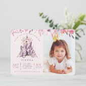 Wild één verjaardagsfotofeestje uitnodigen. kaart (Staand voorkant)