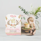 Wild Een verjaardagsuitnodiging Eerste verjaardag  Kaart (Staand voorkant)