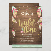 Wild Een verjaardagsuitnodiging Eerste verjaardag  Kaart (Voorkant / Achterkant)