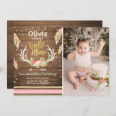 Wild Een verjaardagsuitnodiging Eerste verjaardag  Kaart (Voorkant / Achterkant)