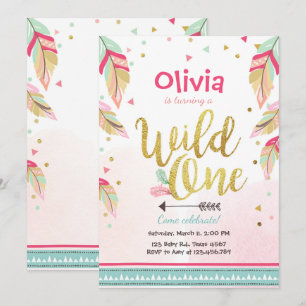 Wild Een verjaardagsuitnodiging Eerste verjaardag  Kaart