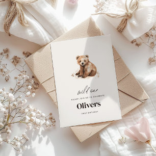 Wild een waterverf beer 1e verjaardagsmodern kaart