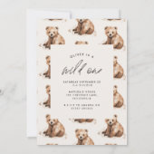 Wild een waterverf beer 1e verjaardagsmodern kaart (Achterkant)