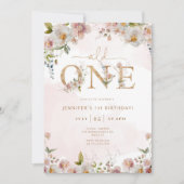 Wild Een wilde bloemen blush roze meisjes verjaard Kaart (Voorkant)