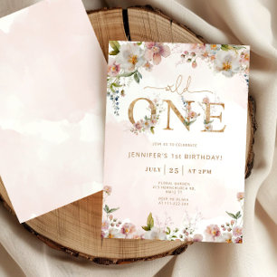 Wild Een wilde bloemen blush roze meisjes verjaard Kaart