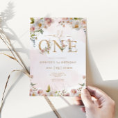 Wild Een wilde bloemen blush roze meisjes verjaard Kaart