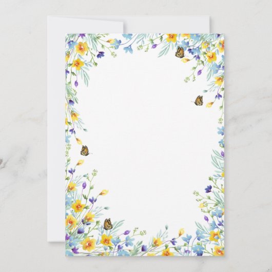 Wild een wilde bloemen en vlinders Uitnodiging (Achterkant)
