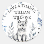 Wild Een wolf thema verjaardagsfeestje gunst Ronde Sticker (Voorkant)