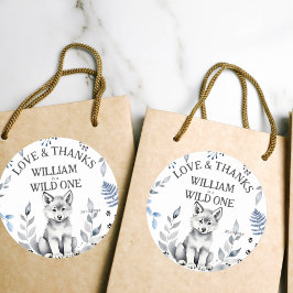 Wild Een wolf thema verjaardagsfeestje gunst Ronde Sticker