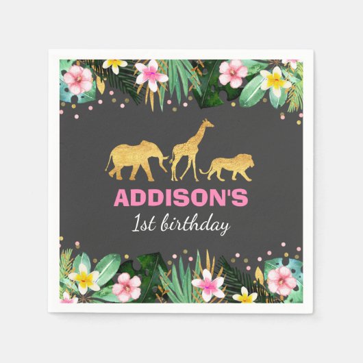 Wild Eentje Oerwoud Dieren Napkin Servet (Voorkant)