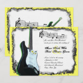 Wild Electric Guitar Limoen Music Wedding Invitati Kaart (Voorkant / Achterkant)